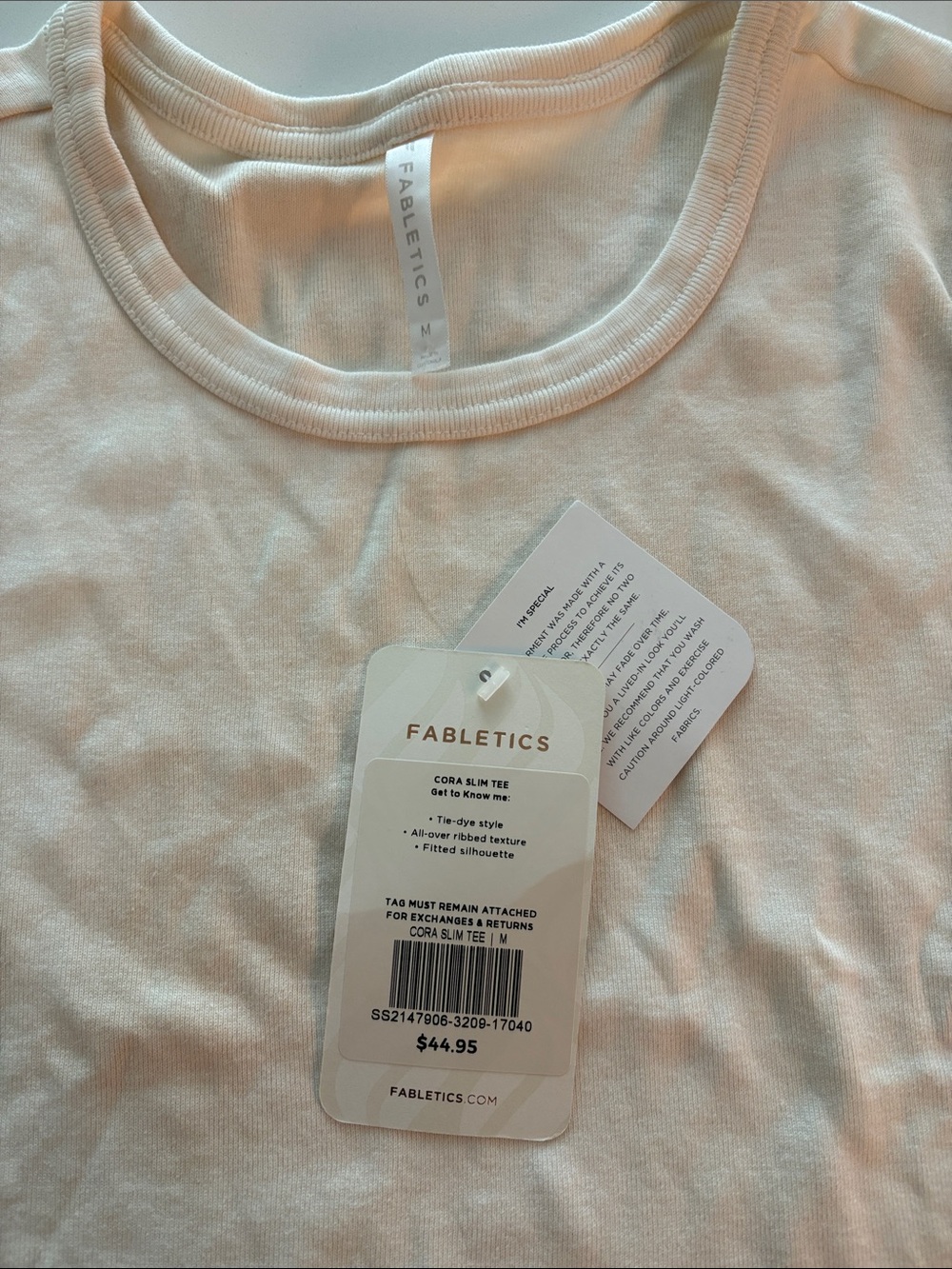 Fabletics Cream Ribbed Slim Tee - Picture 2 of 2